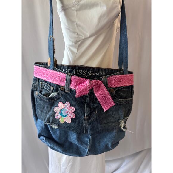 Handmade Recycled Blue Jeans Purse - Picture 1 of 8